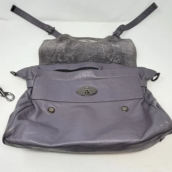 Mulberry Alexa Regular Slate Gray Lilac Leather Gunmetal Authenticated COA - Picture 11 of 16